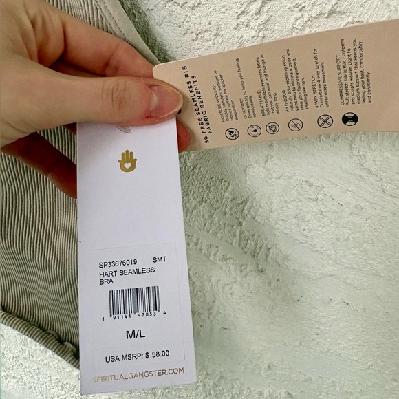 Spiritual Gangster Ribbed Top Scalloped M/L Gray NWT - Picture 6 of 8